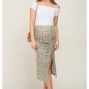 Pinkblush Olive Green Floral Maternity Midi Skirt